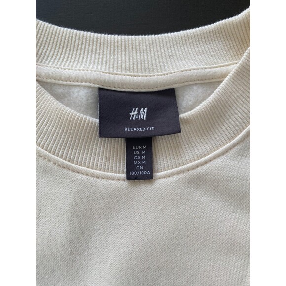NWOT H&M Men's Aeuphorie Relaxed Fit White Crew Neck Sweatshirt - Size Medium - Picture 7 of 9
